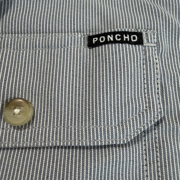 PONCHO Mens 3XL Regular Fit Striped Short Sleeve Shirt Magnetic Pockets EUC - Picture 8 of 15